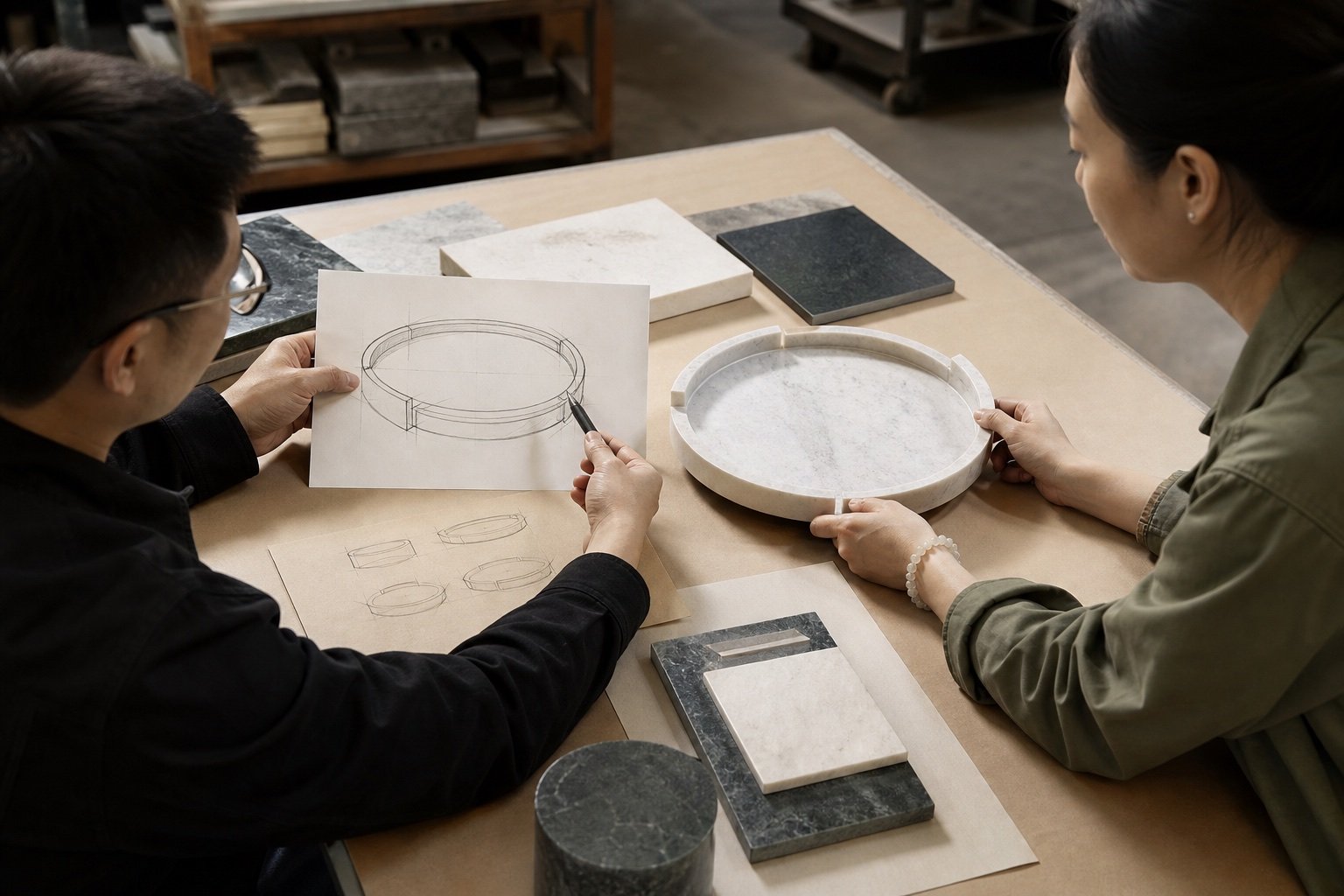 Representative illustration of a custom stone product concept review