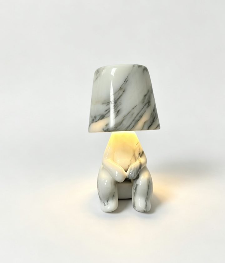 White Marble Seated Figure Table Lamp natural stone wholesale product