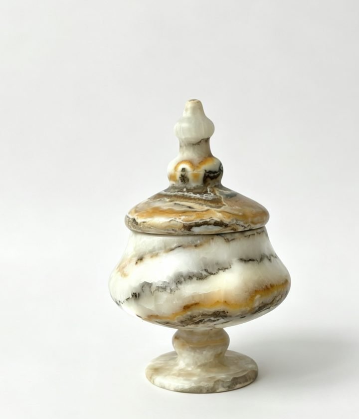 Lidded Pedestal Jar natural stone wholesale product