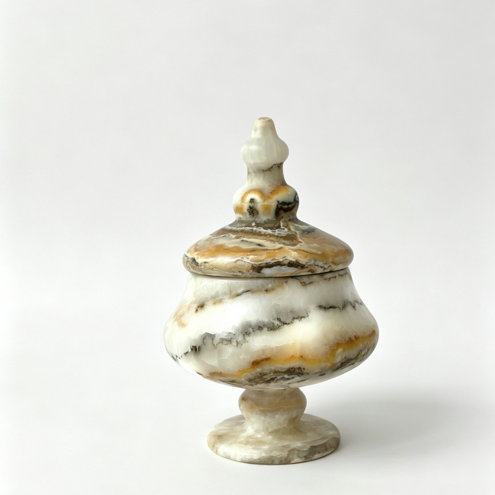 Lidded Pedestal Jar natural stone wholesale product