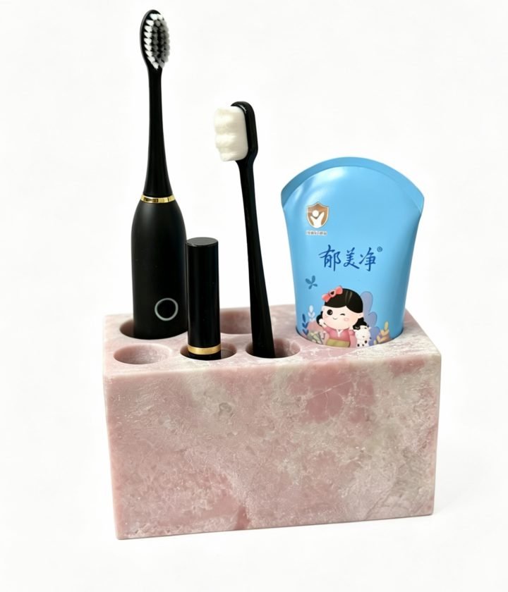 Pink Toothbrush Holder Set natural stone wholesale product