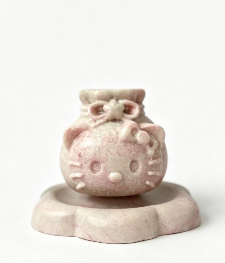 Pink Vase On Stone Base natural stone wholesale product