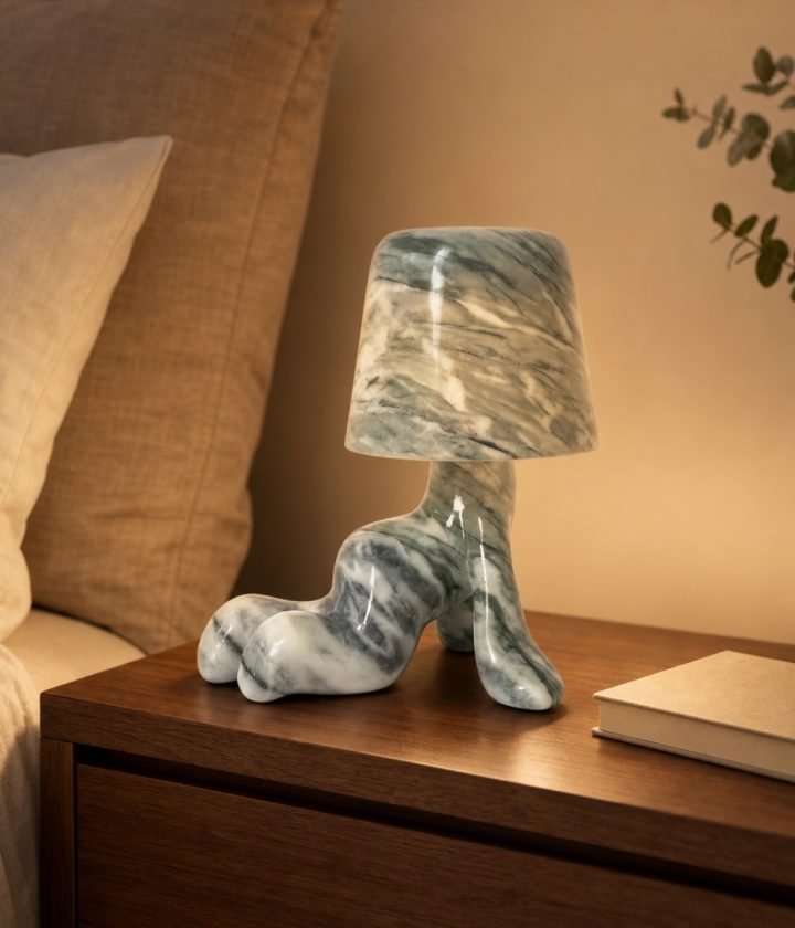 Green Stone Table Lamp Standing product view 2