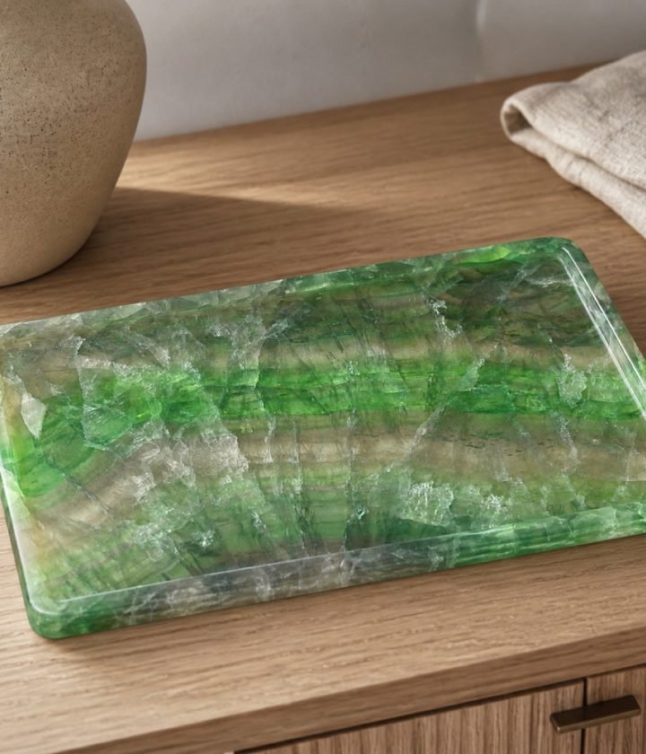 Green Striped Rectangle Plaque product view 2