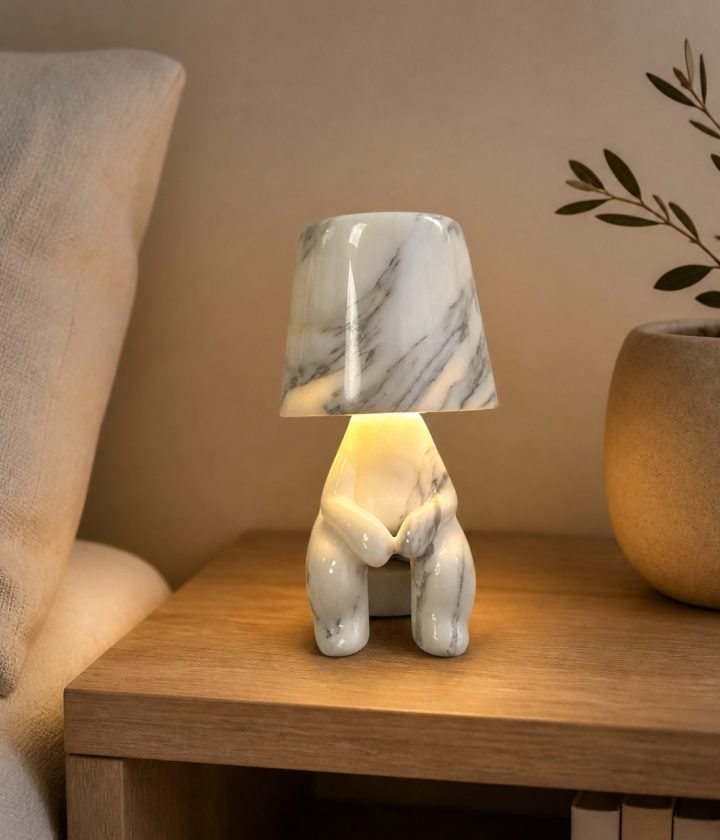 White Marble Seated Figure Table Lamp product view 2