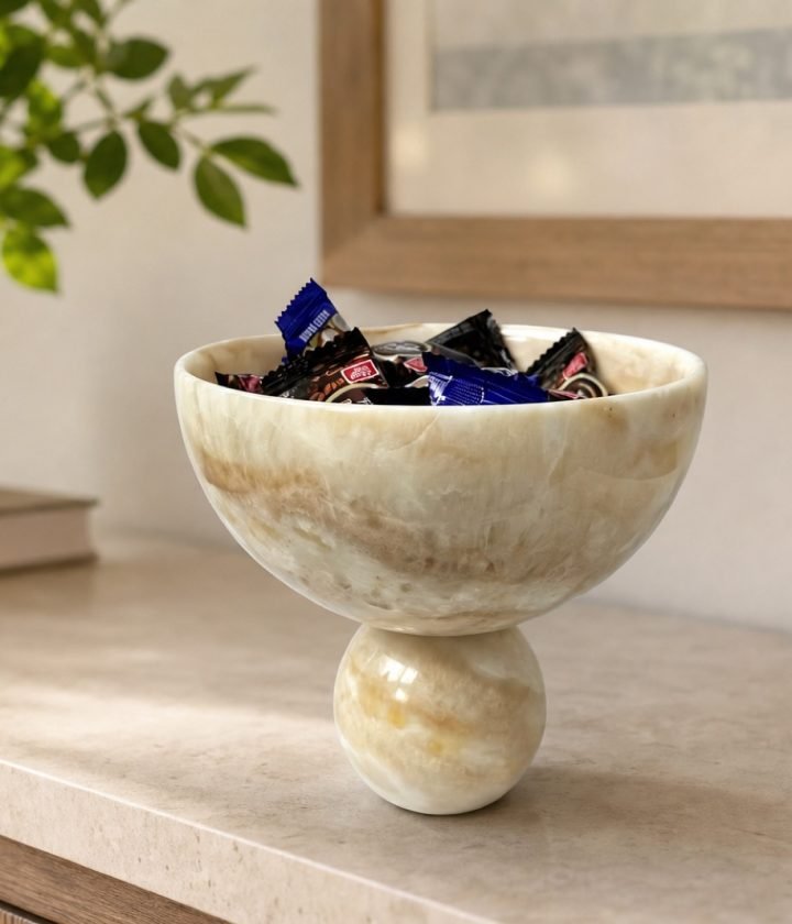 Pedestal Bowl With Stones product view 2