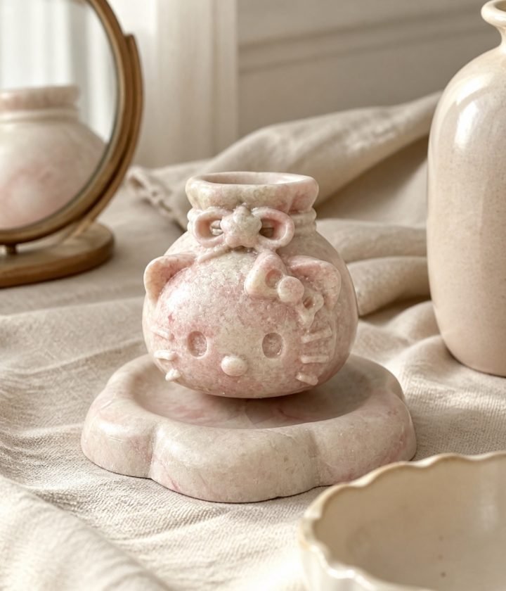 Pink Vase On Stone Base product view 2