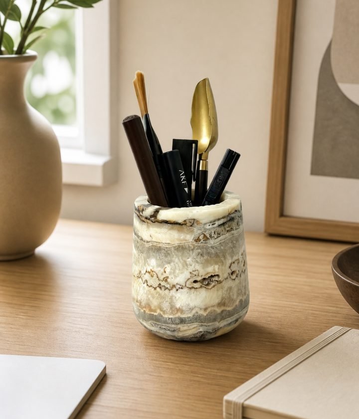 Stone Pen Cup With Pens product view 2