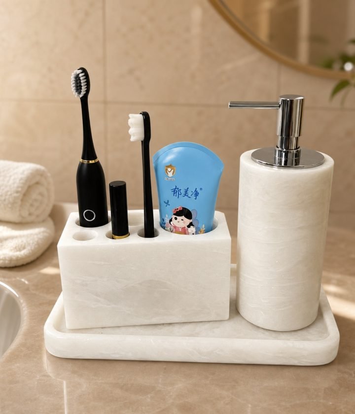 White Bathroom Accessory Set product view 2