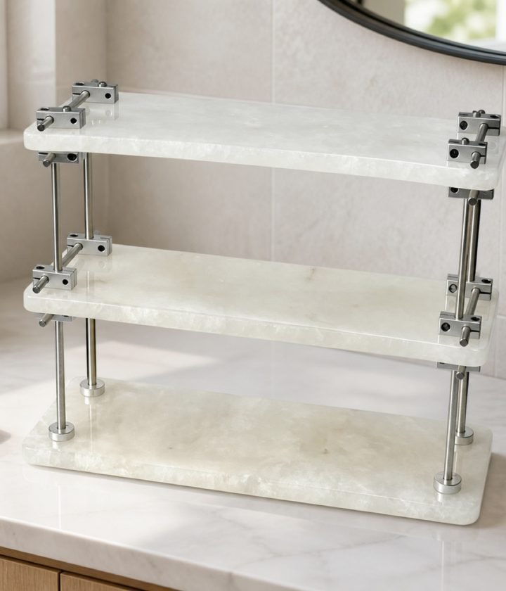 White Two Tier Shelf product view 2