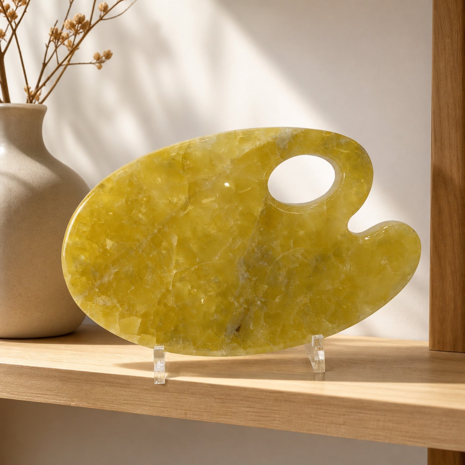 Yellow Palette Plaque in a styled natural stone interior