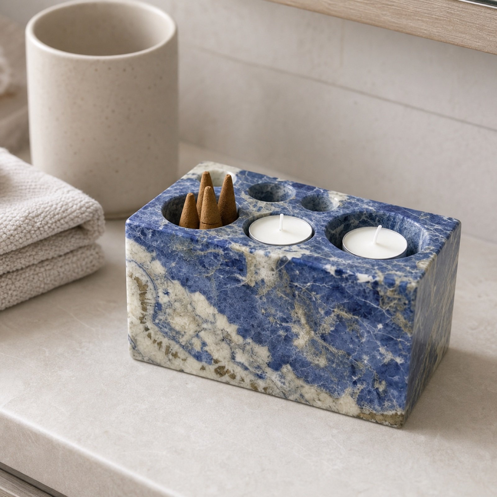 Blue Rectangular Stone Block product view 3