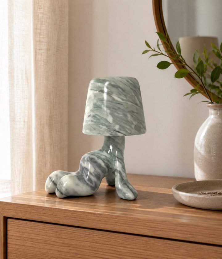 Green Stone Table Lamp Standing product view 3