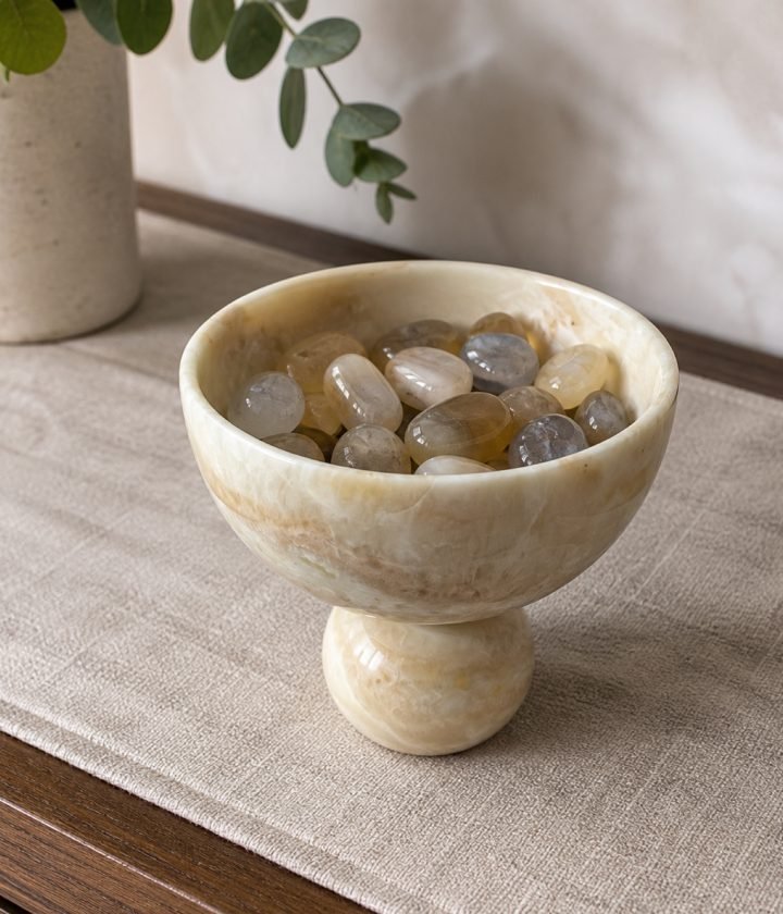 Pedestal Bowl With Stones product view 3