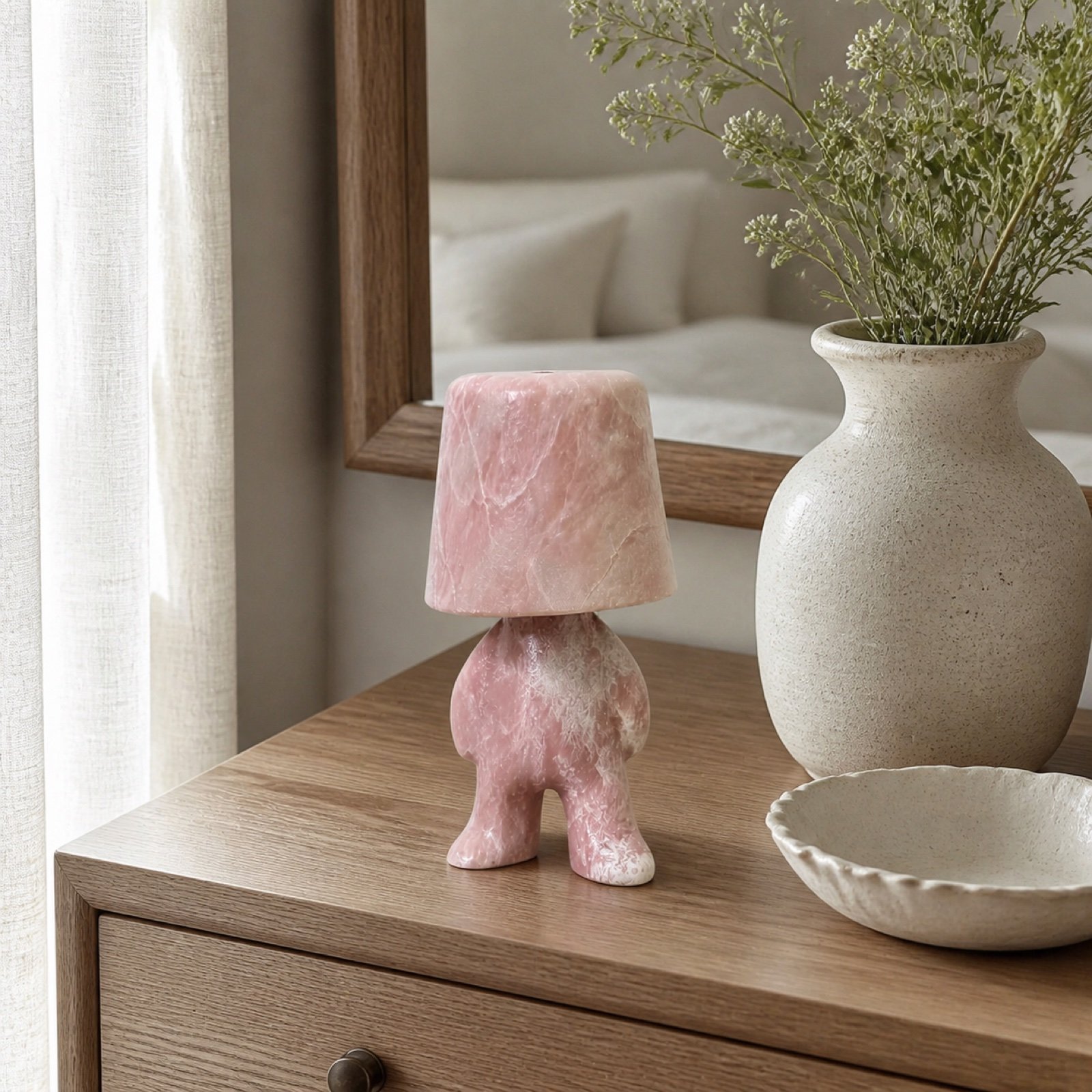 Pink Stone Table Lamp Standing product view 3