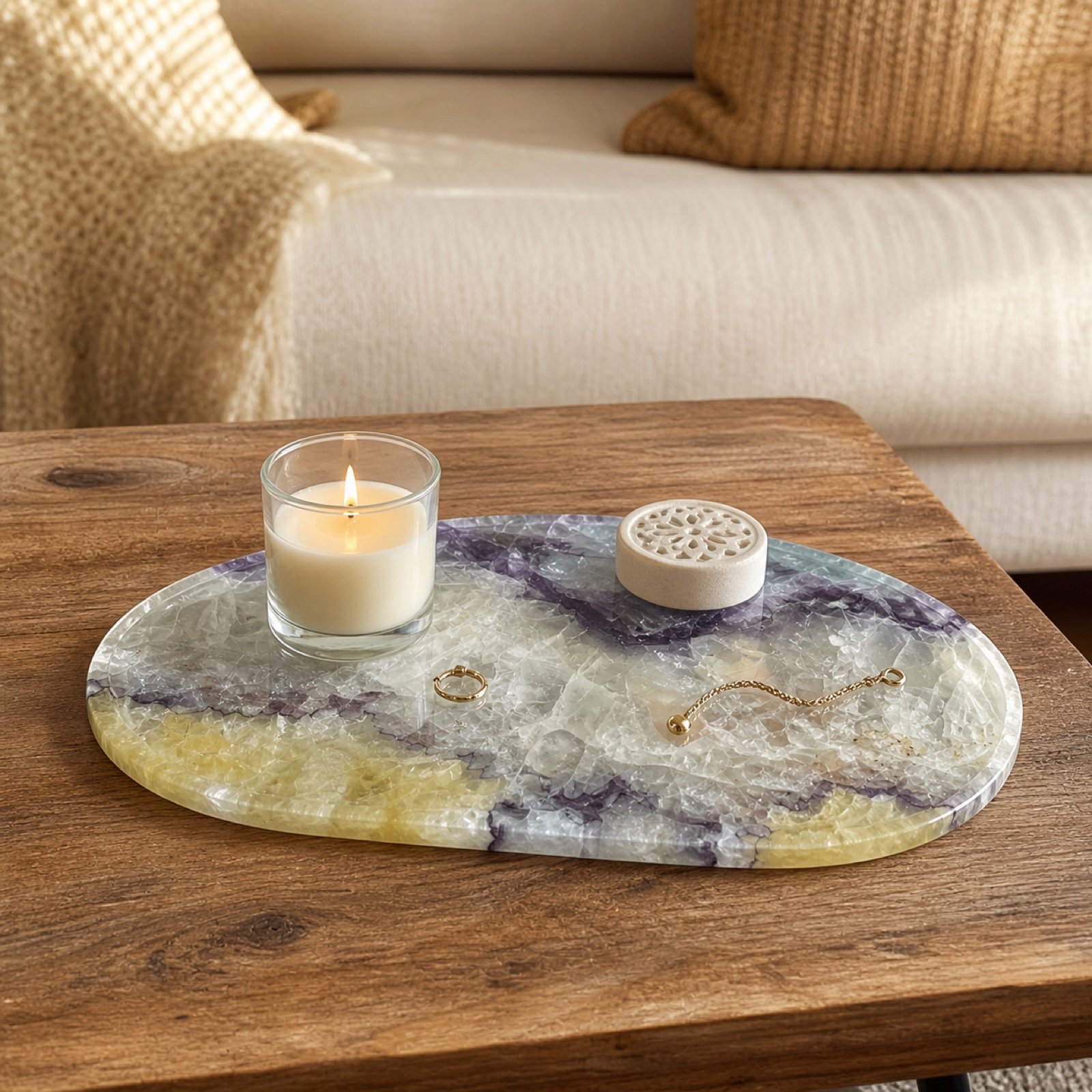 Purple Yellow Oval Plaque product view 3