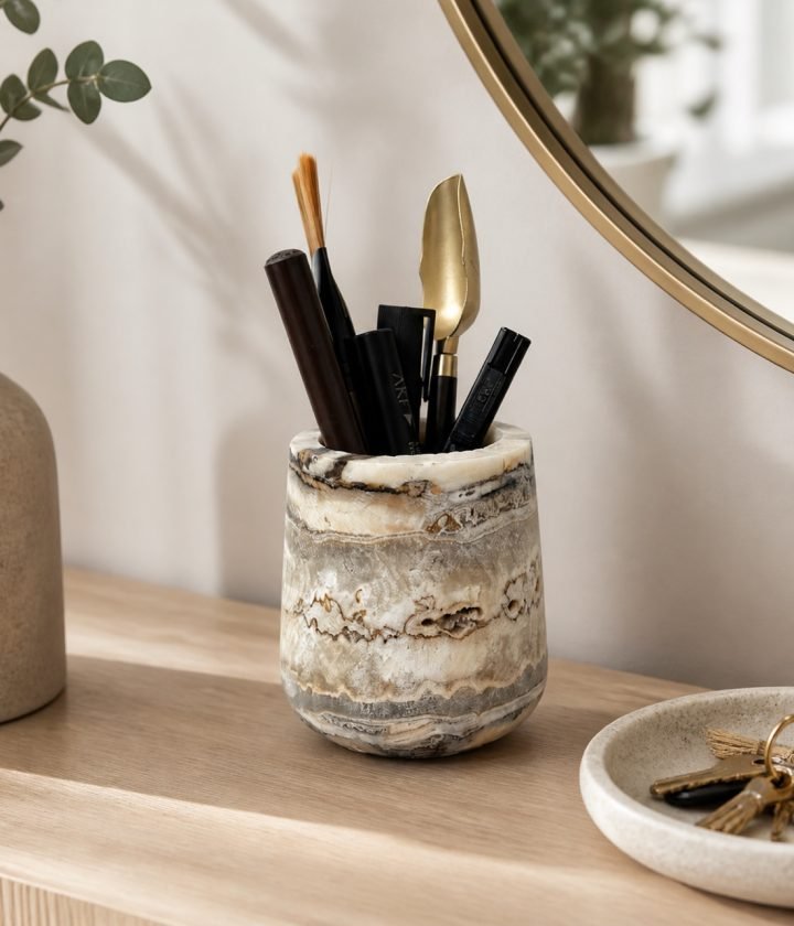 Stone Pen Cup With Pens product view 3