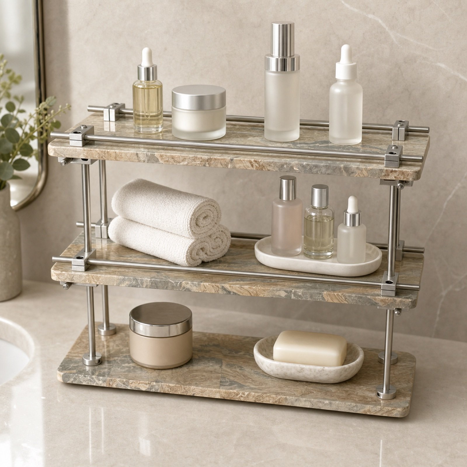 Tan Three Tier Shelf product view 3
