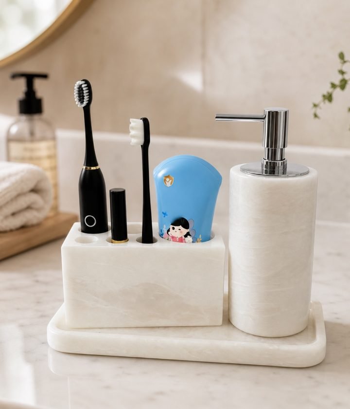 White Bathroom Accessory Set product view 3