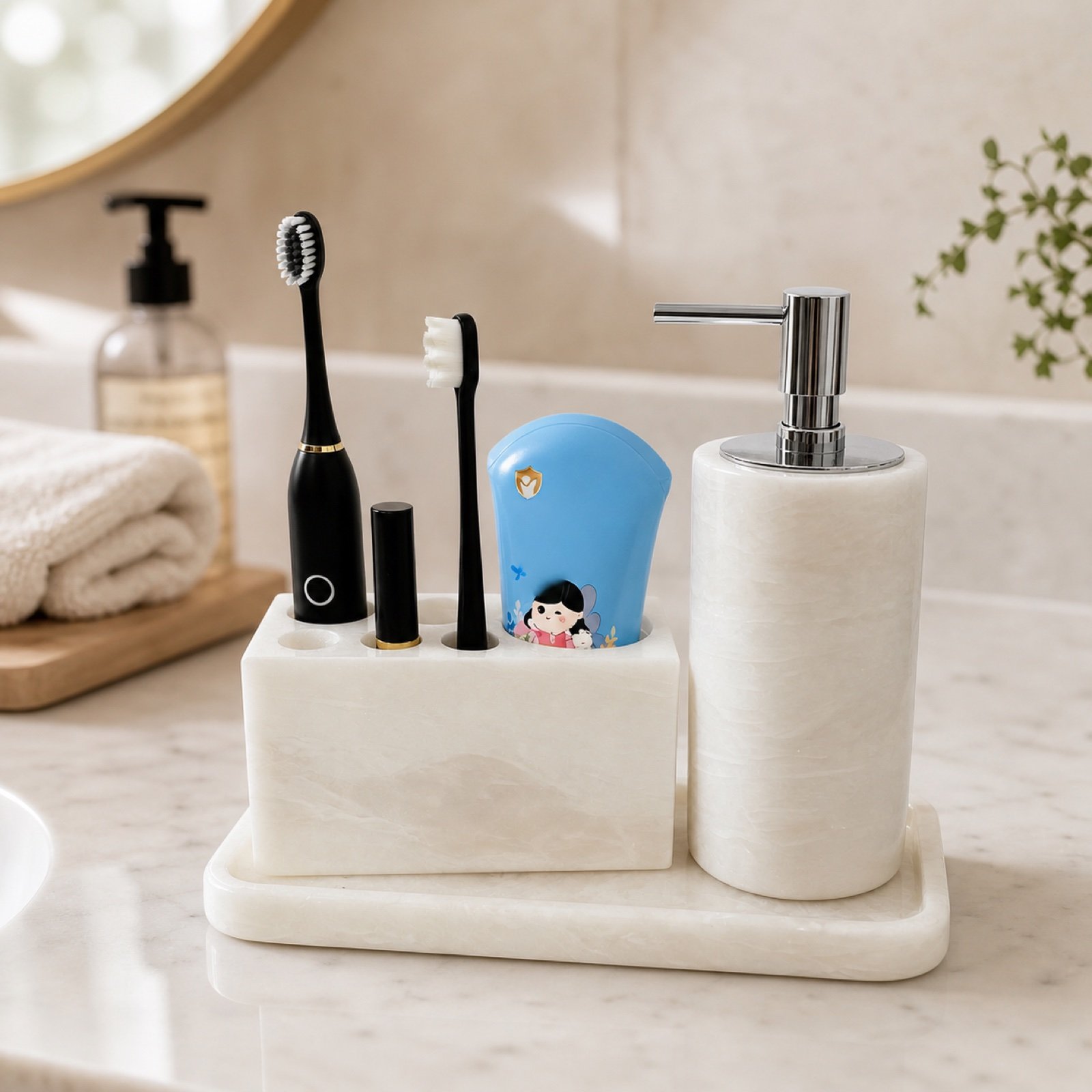 White Bathroom Accessory Set product view 3