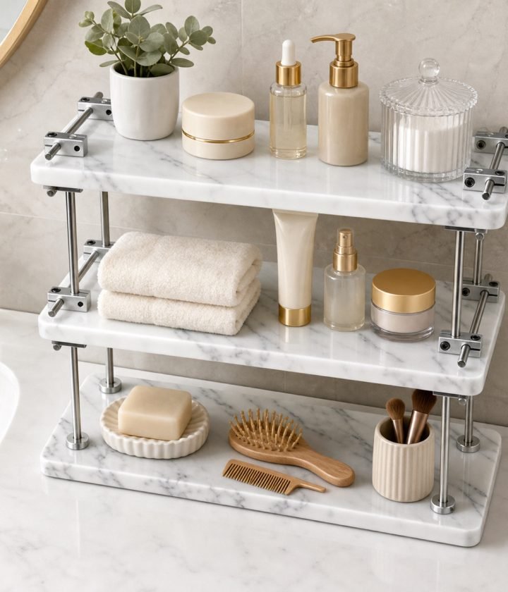 White Three Tier Shelf product view 3