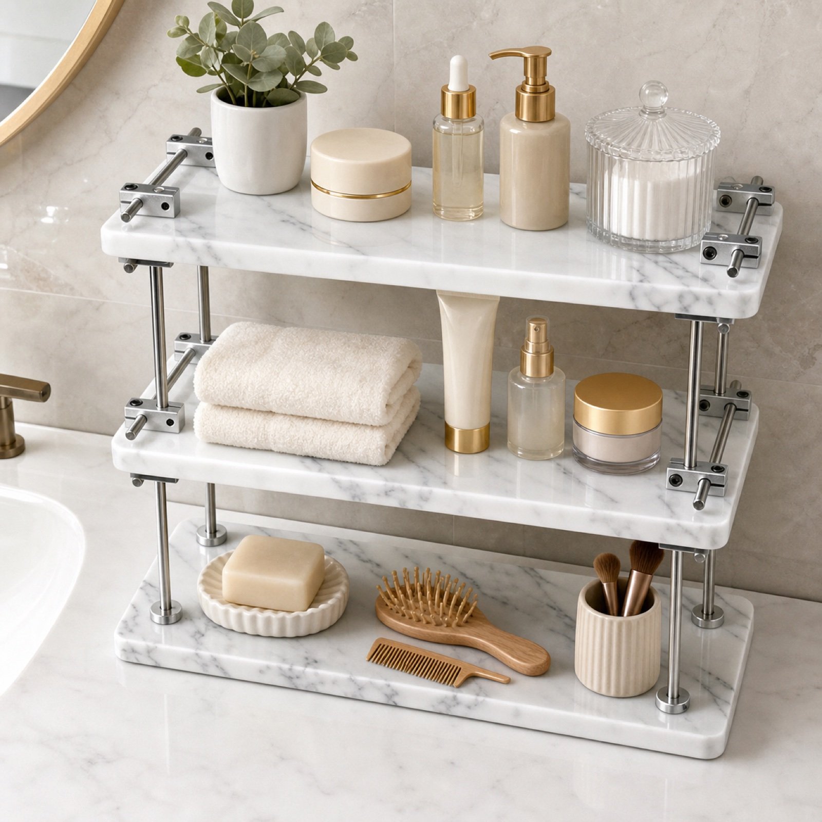 White Three Tier Shelf product view 3