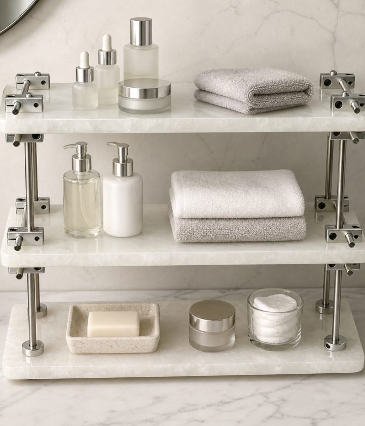 White Two Tier Shelf product view 3