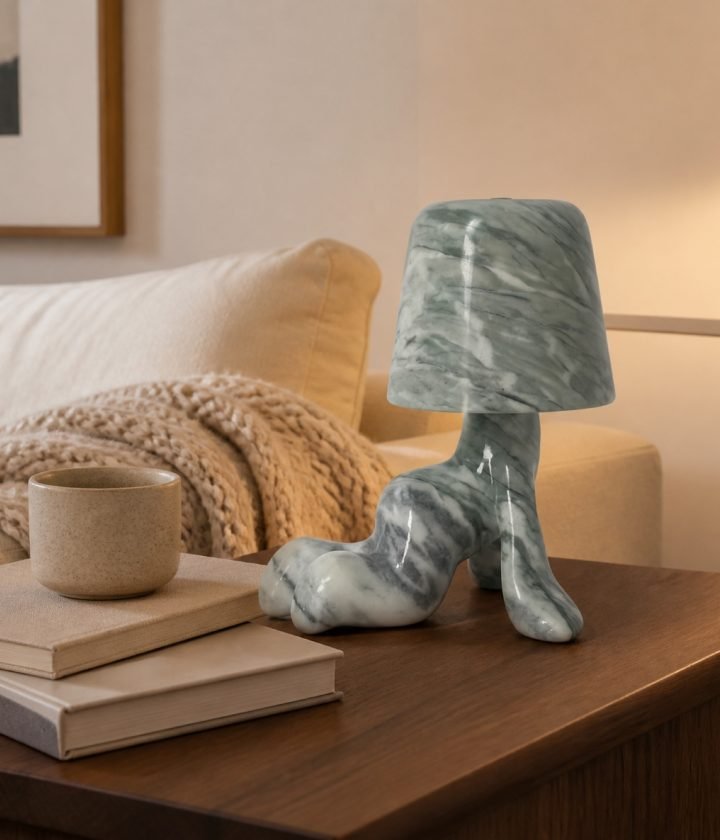 Green Stone Table Lamp Standing product view 4