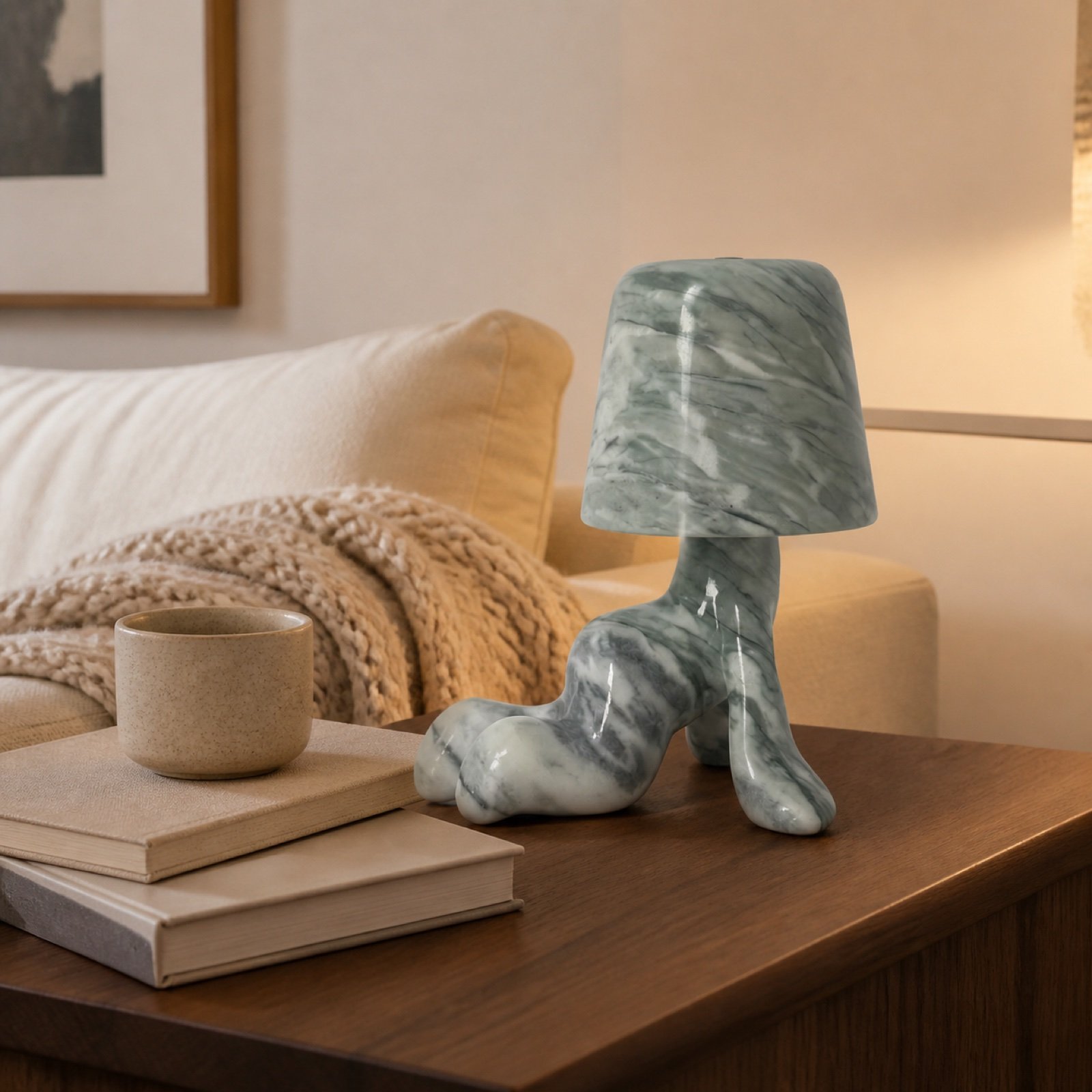 Green Stone Table Lamp Standing product view 4
