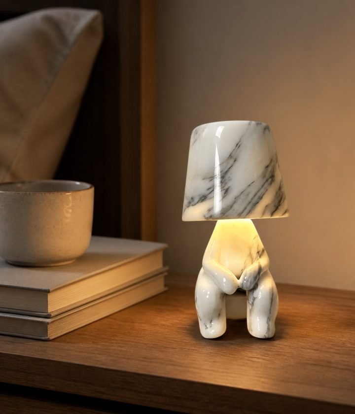 White Marble Seated Figure Table Lamp product view 4