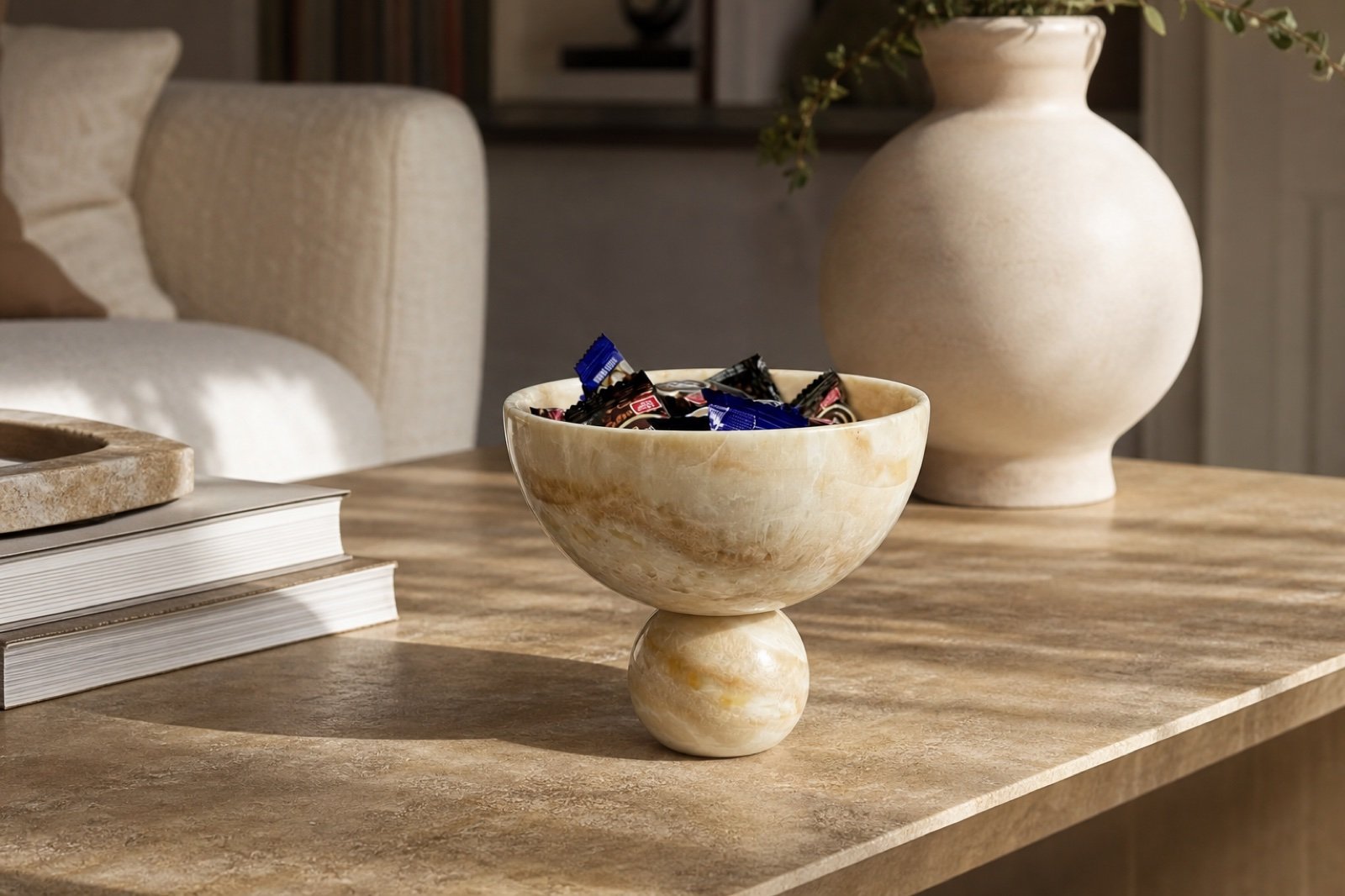 Pedestal Bowl With Stones product view 4