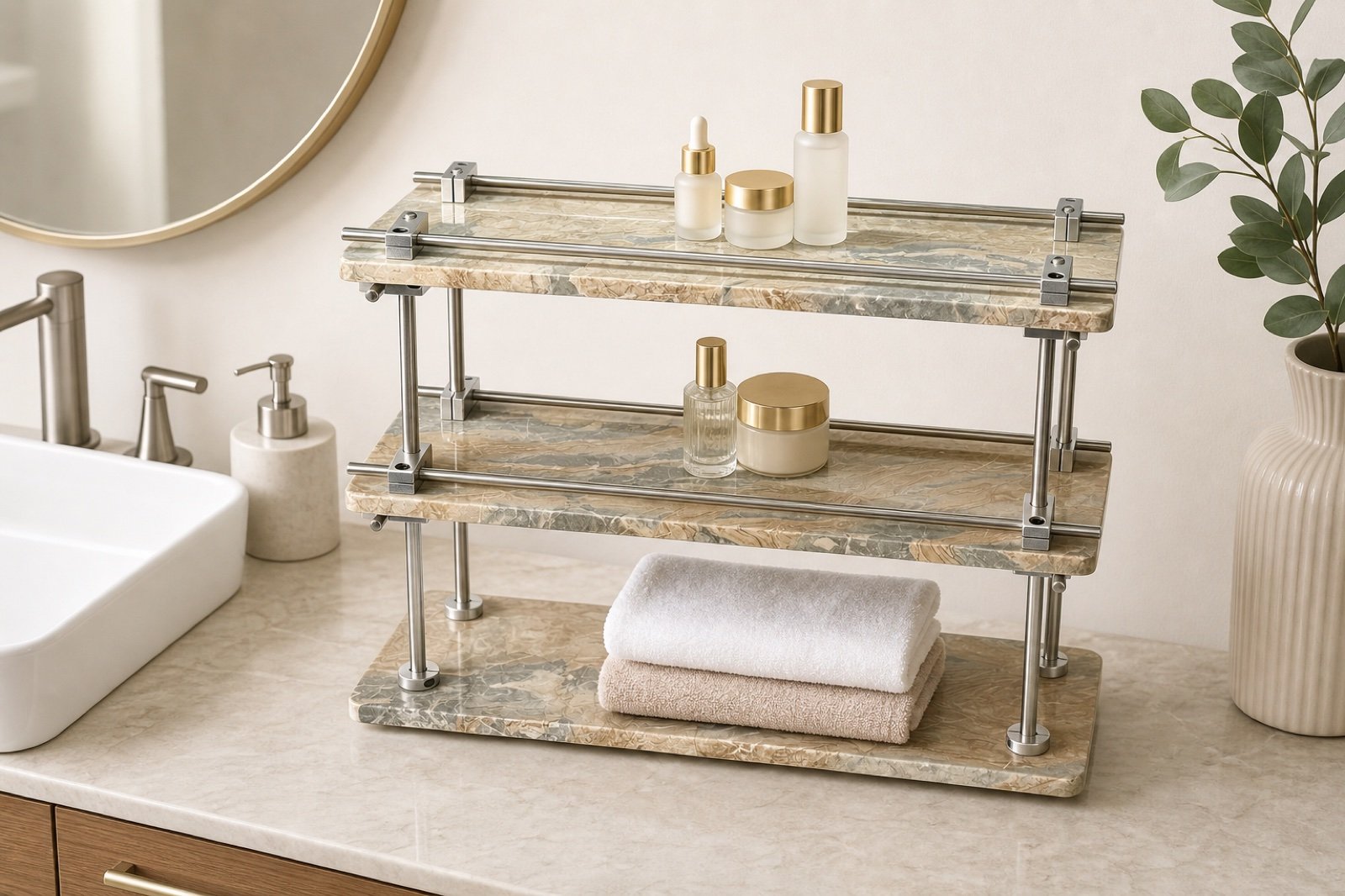 Tan Three Tier Shelf product view 4