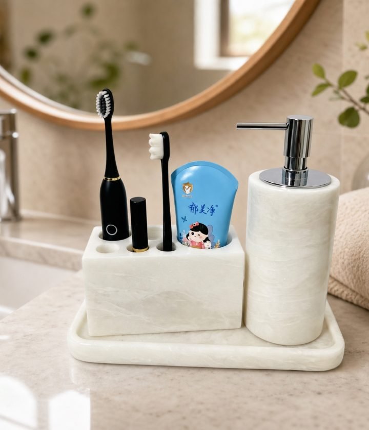 White Bathroom Accessory Set product view 4