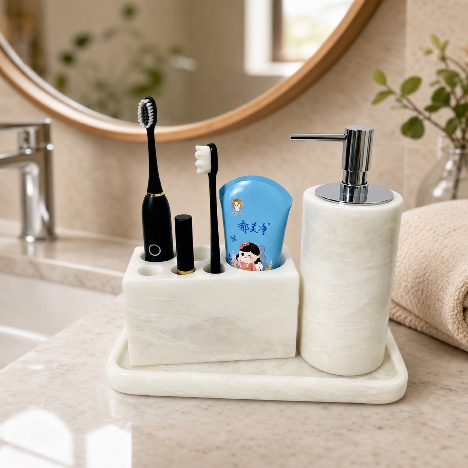 White Bathroom Accessory Set product view 4