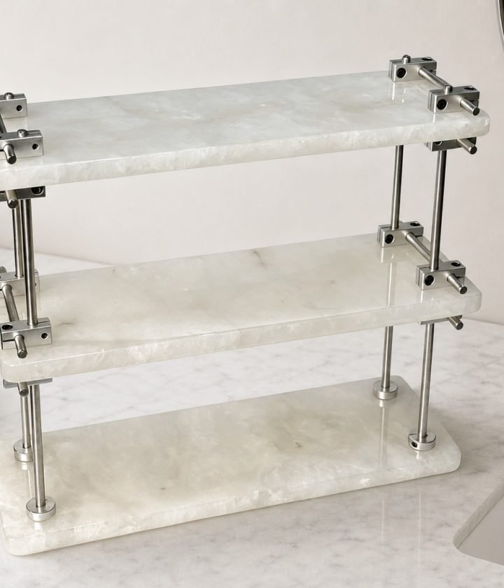 White Two Tier Shelf product view 4