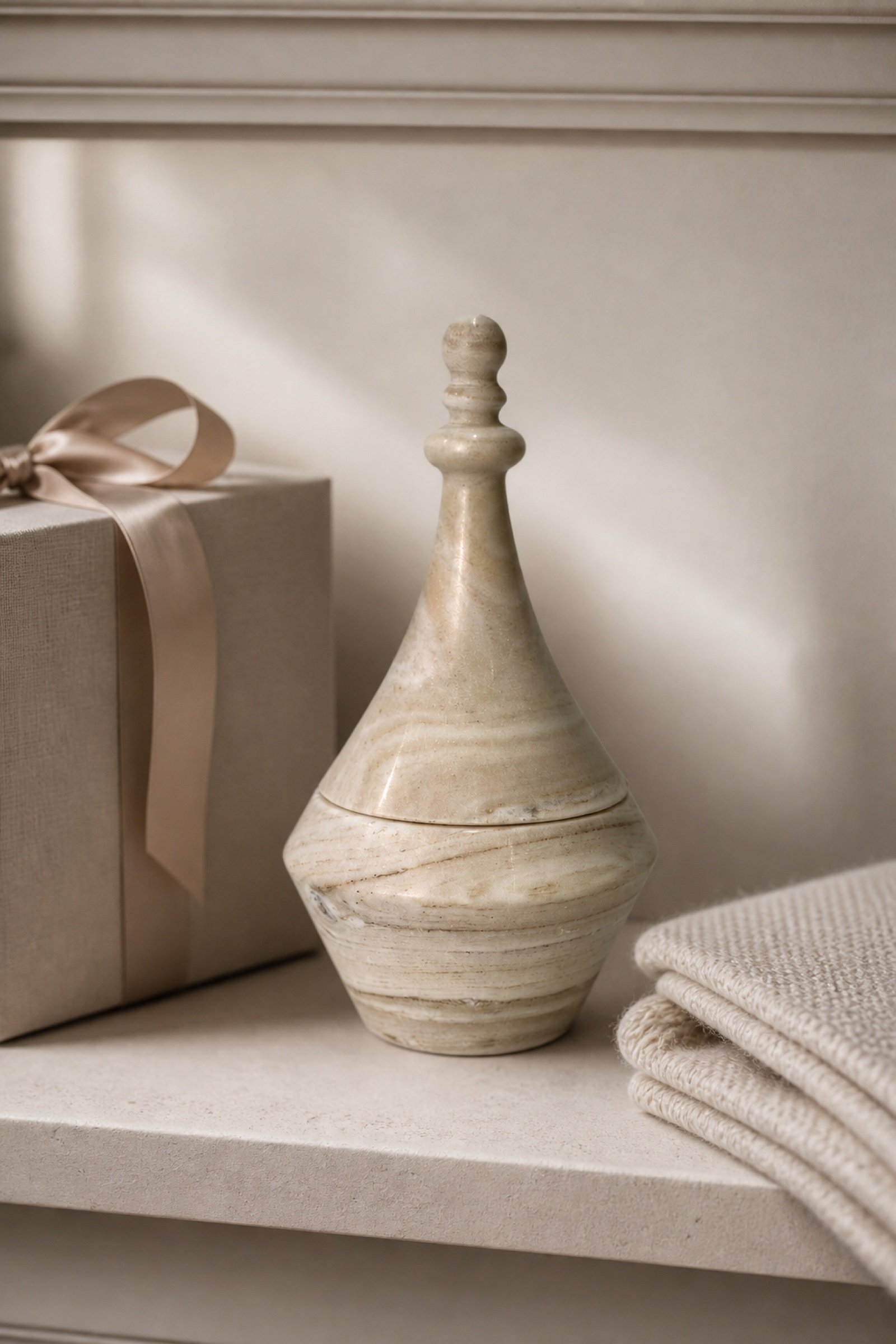 Cream Lidded Vase product view 5