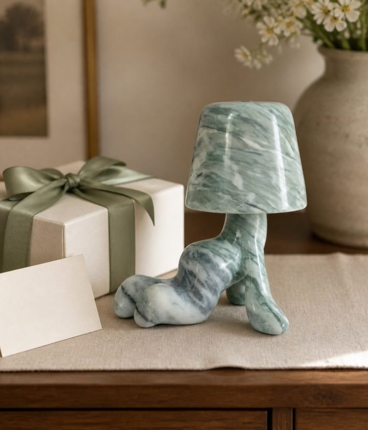 Green Stone Table Lamp Standing product view 5