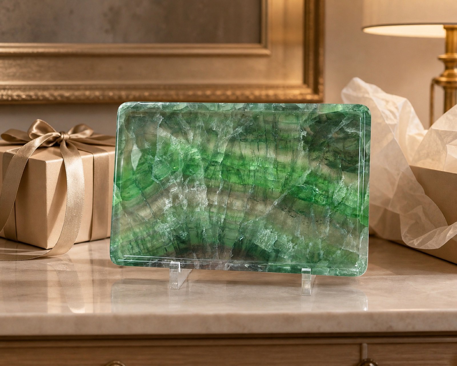 Green Striped Rectangle Plaque product view 5