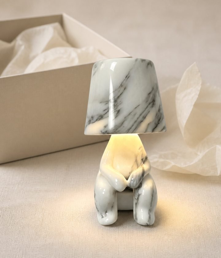 White Marble Seated Figure Table Lamp product view 5