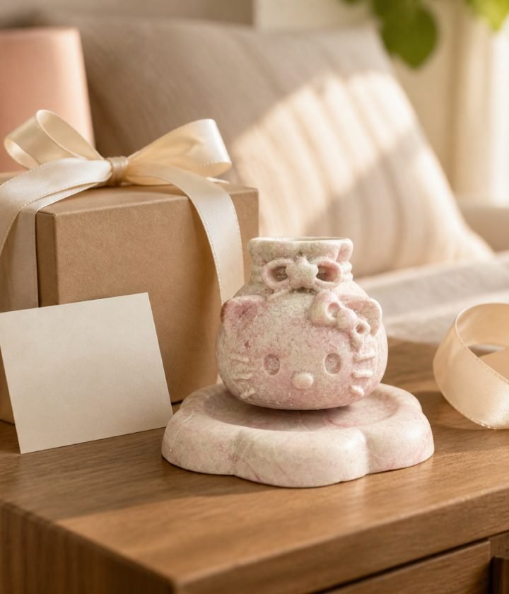 Pink Vase On Stone Base product view 5