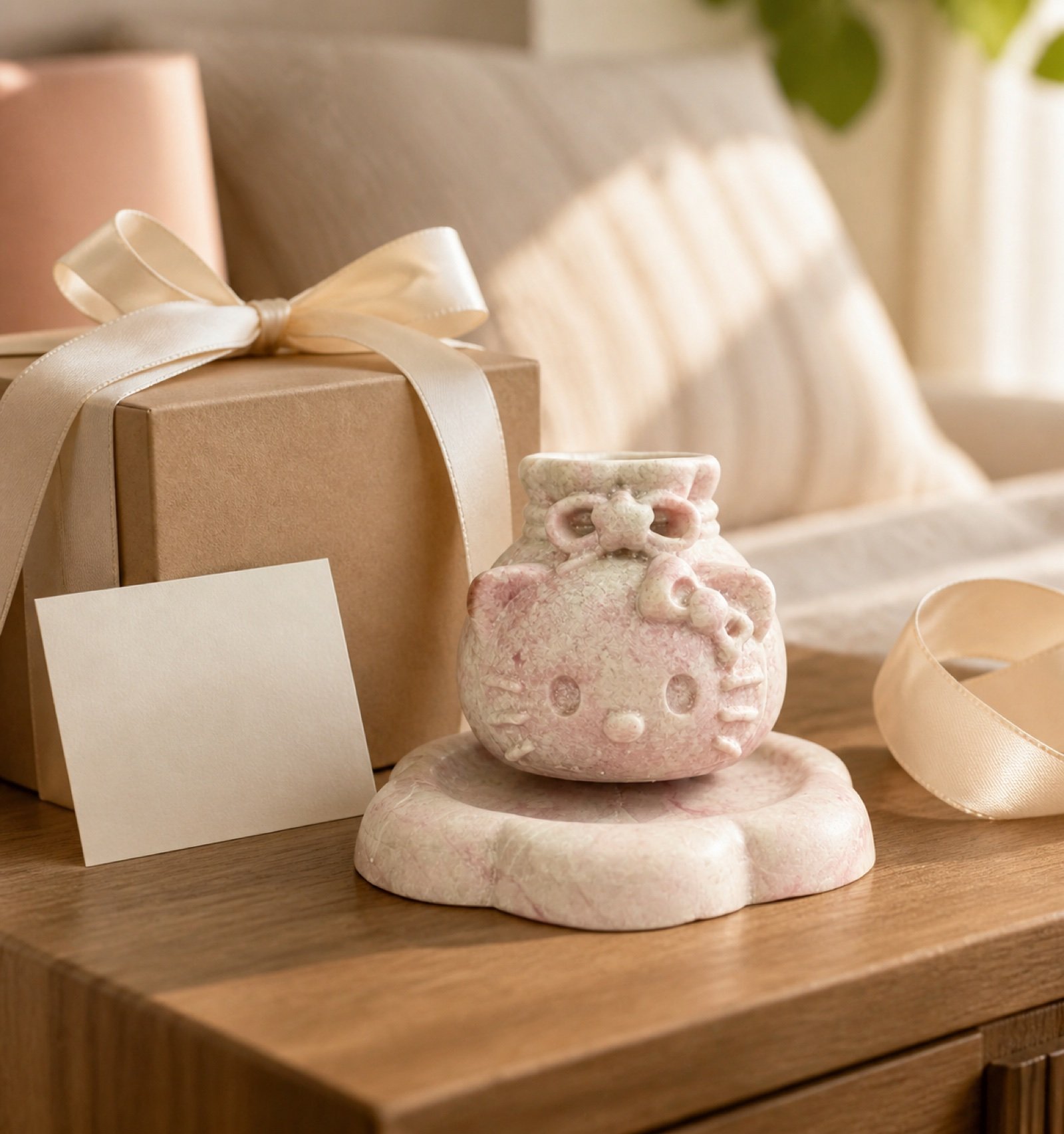 Pink Vase On Stone Base product view 5