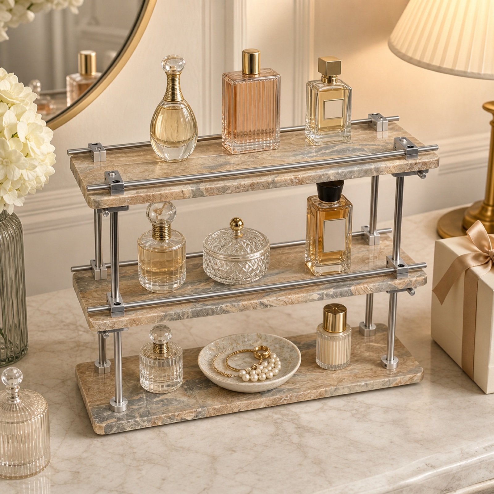 Tan Three Tier Shelf product view 5