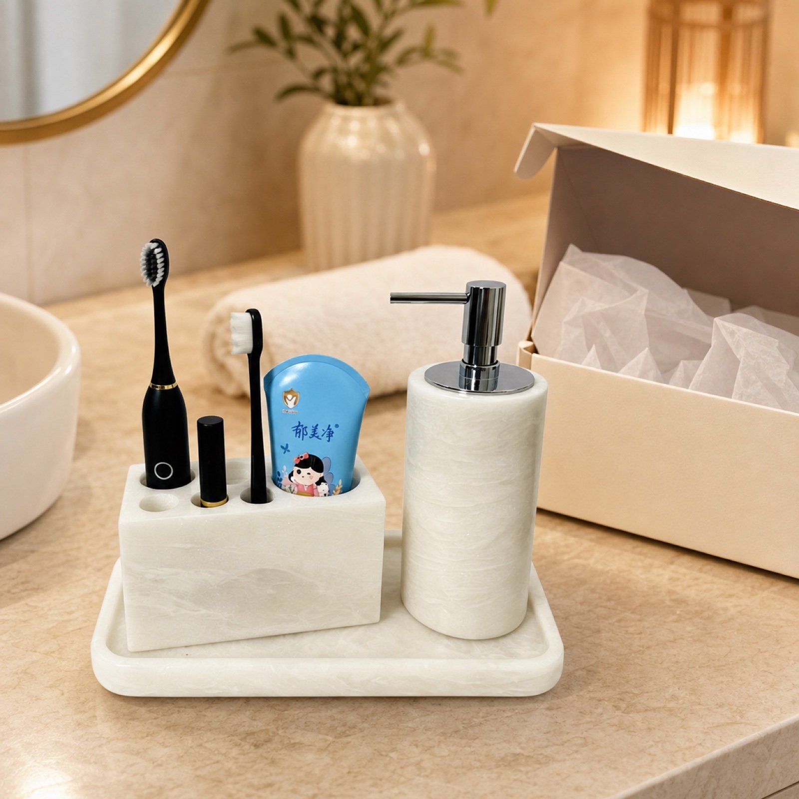 White Bathroom Accessory Set product view 5