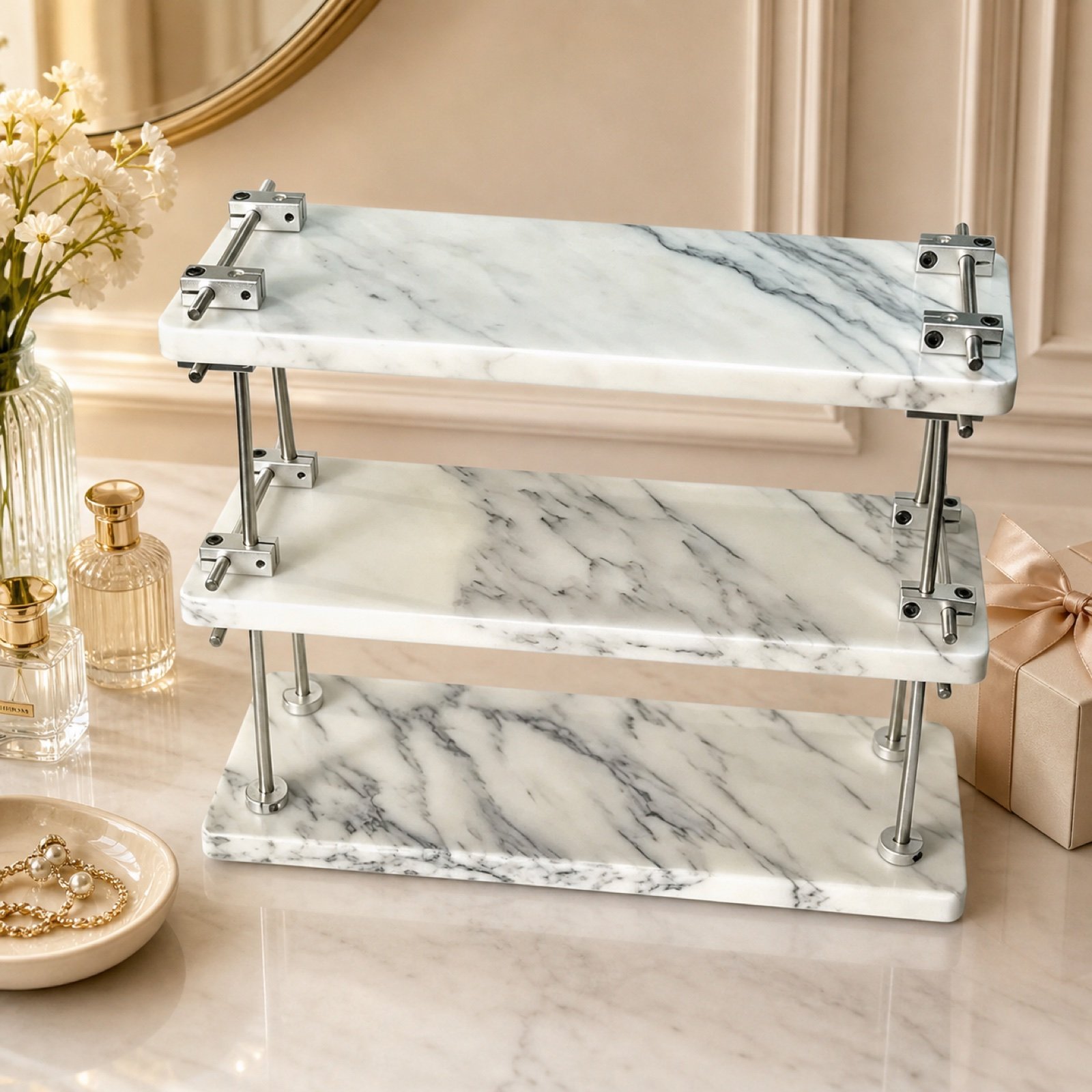 White Three Tier Shelf product view 5