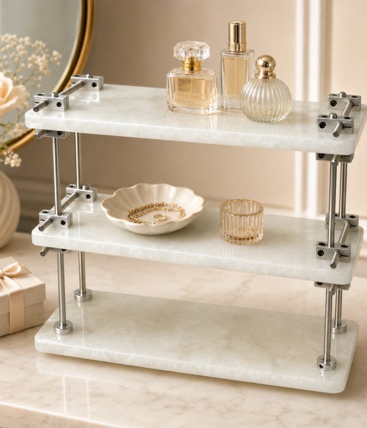 White Two Tier Shelf product view 5