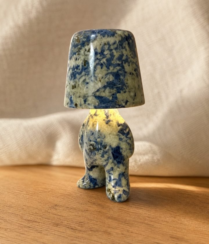 Blue Stone Table Lamp Standing product view 6