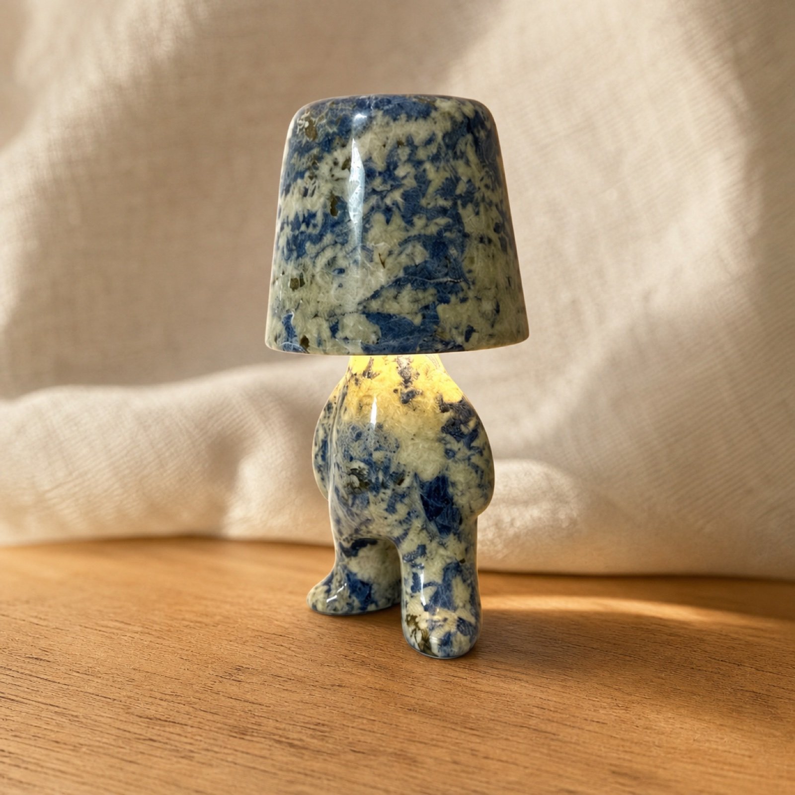 Blue Stone Table Lamp Standing product view 6