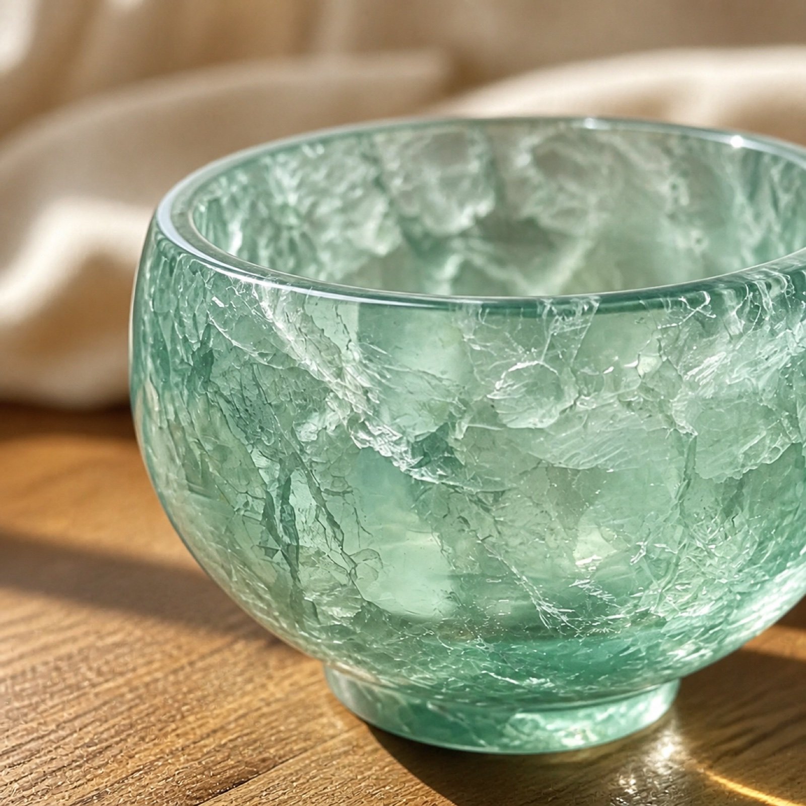 Green Glass Stone Bowl product view 6