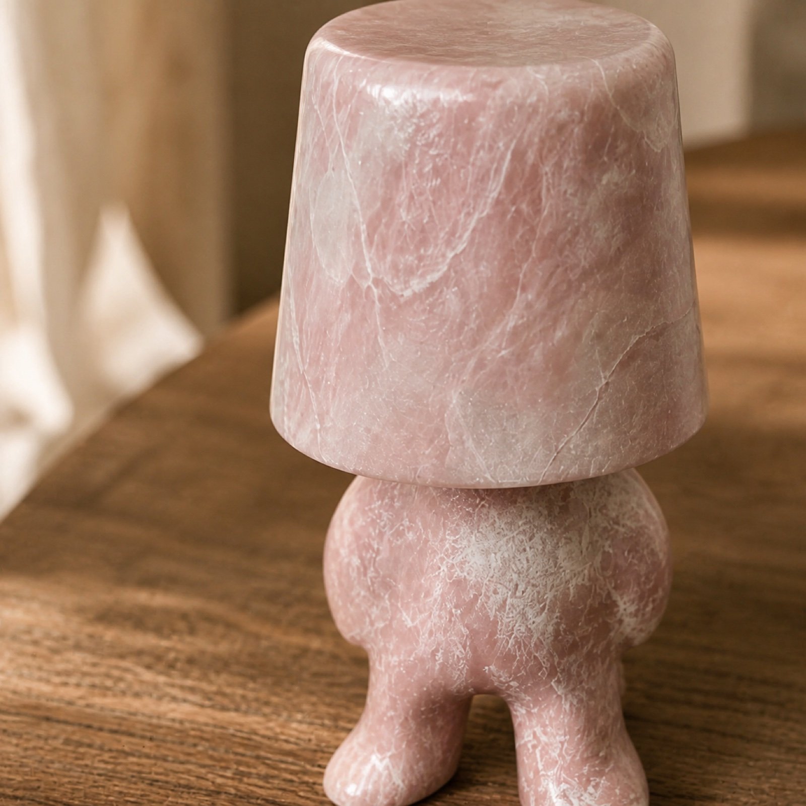 Pink Stone Table Lamp Standing product view 6