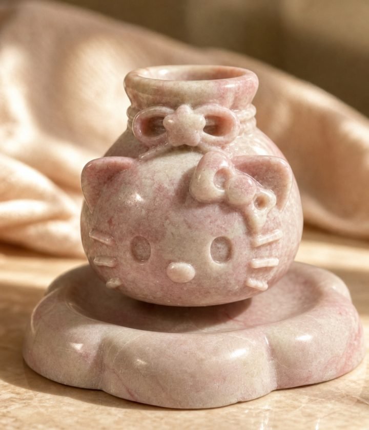 Pink Vase On Stone Base product view 6